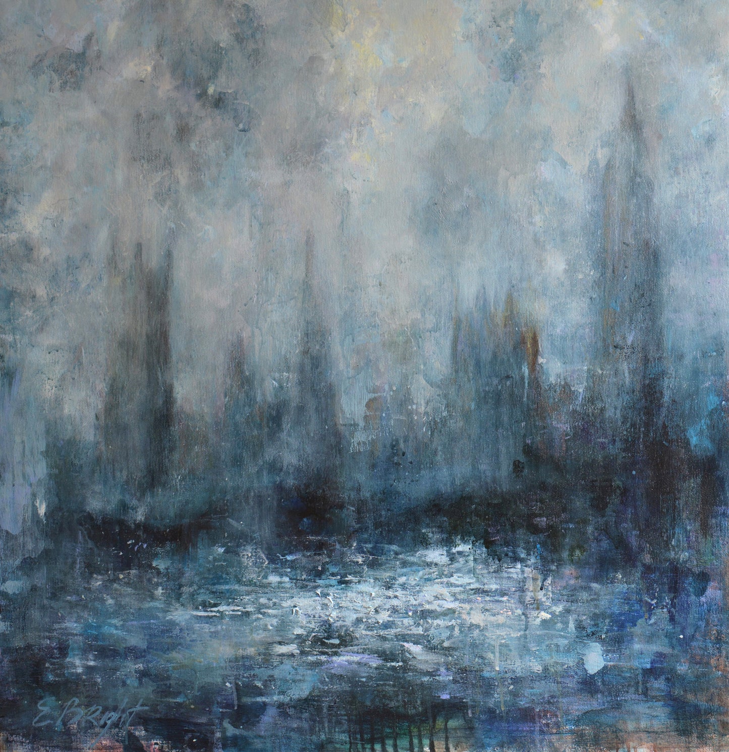 Thames river in fog